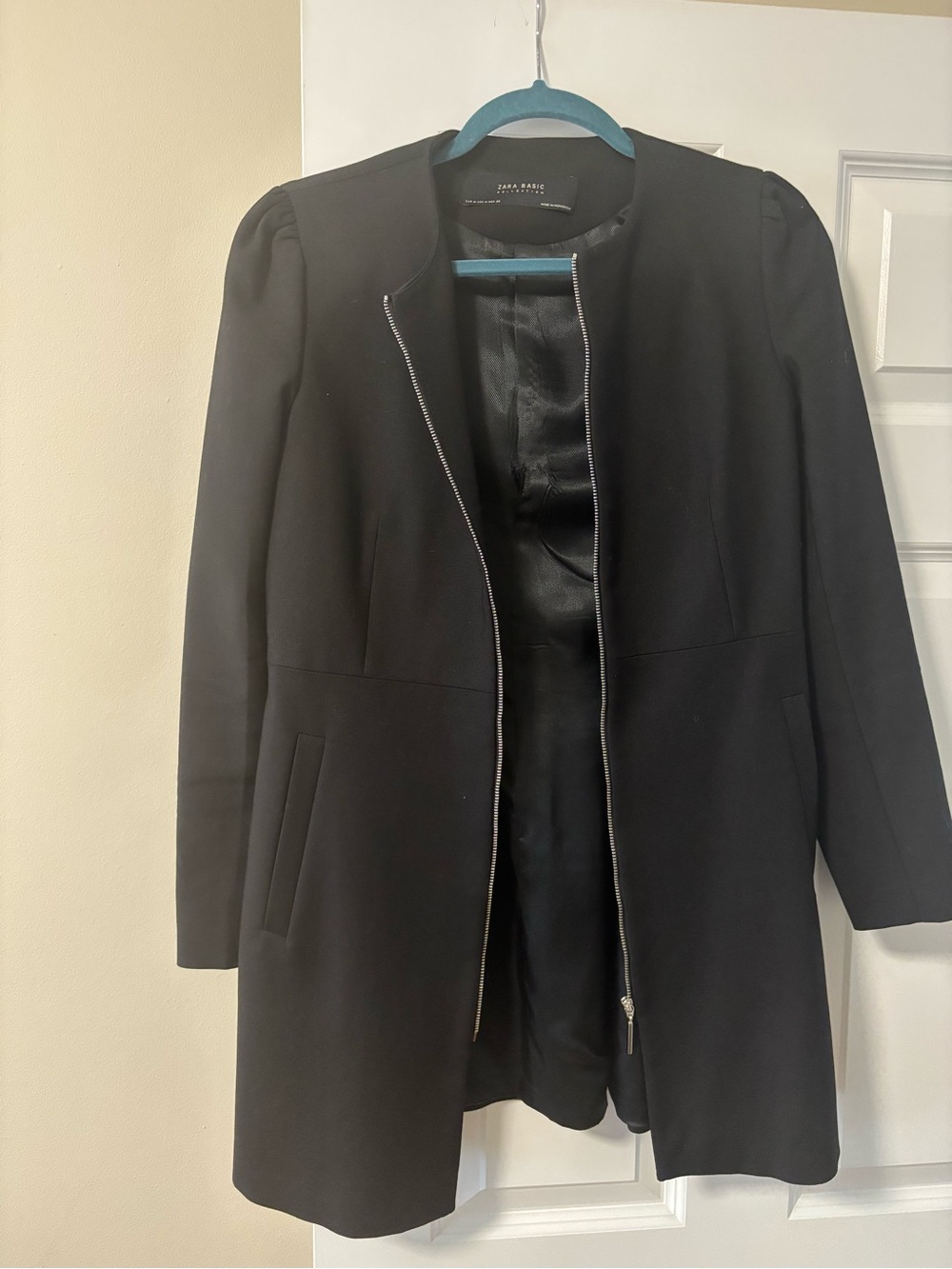 Zara Black Long Zipper Coat